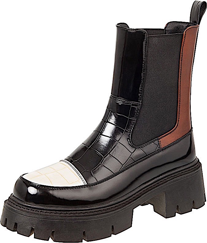 MAMEANA δερμάτινη κροκό μπότα με διχρωμία