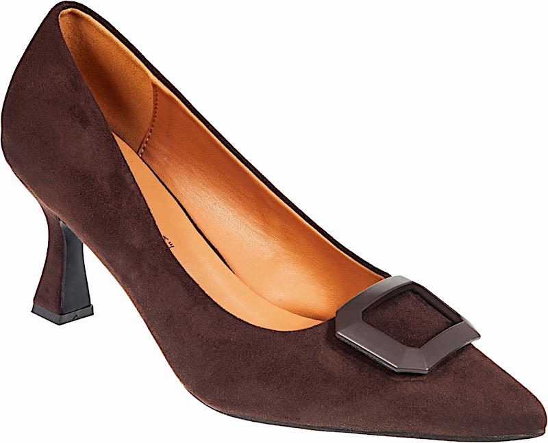 QUEEN HELENA suede low heel pump