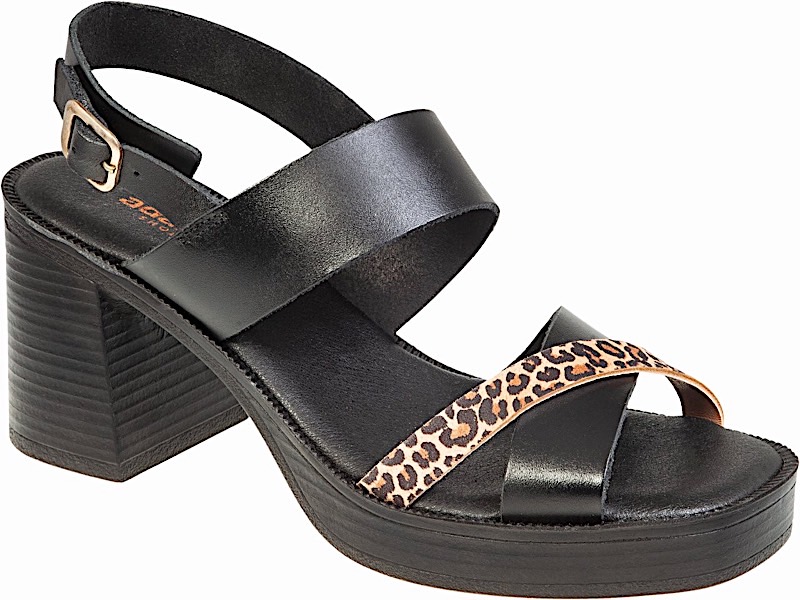 ADAM'S SHOES leather low heel sandal