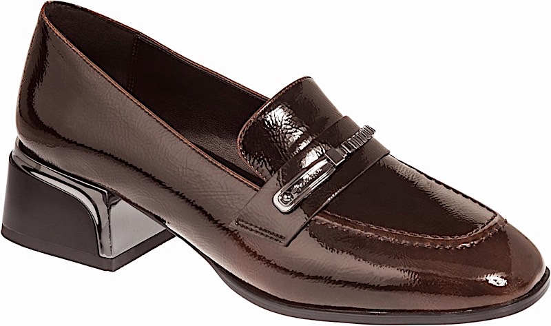 ADAM'S SHOES patent low heel pump-mocassin