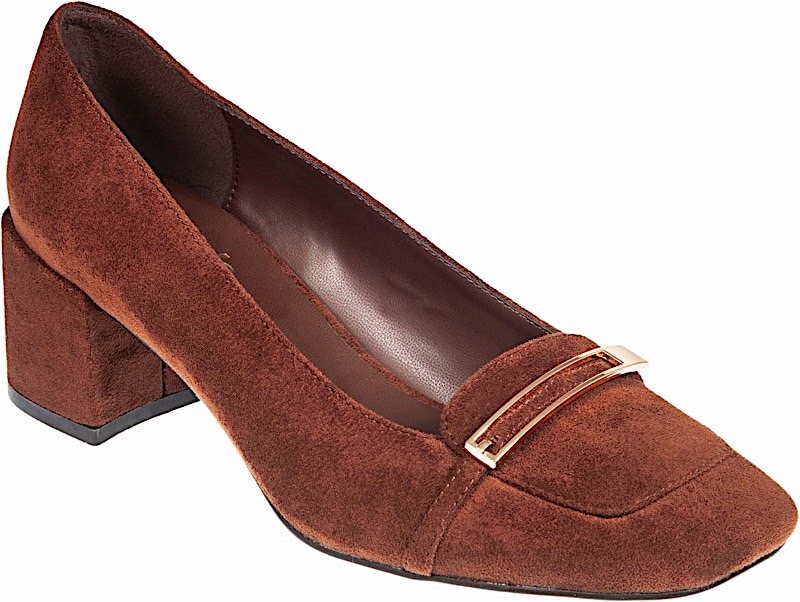 ADAM'S SHOES croco leather pump with square heel