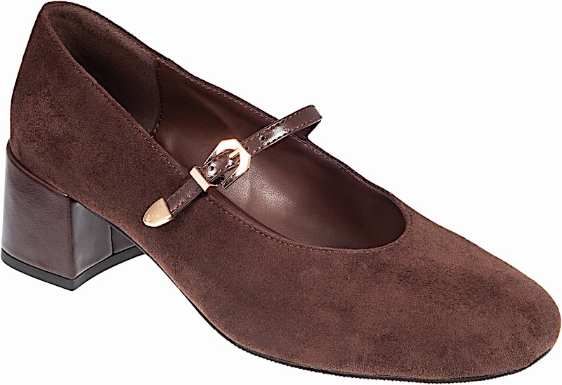 ADAM'S SHOES suede pump with square heel and strap